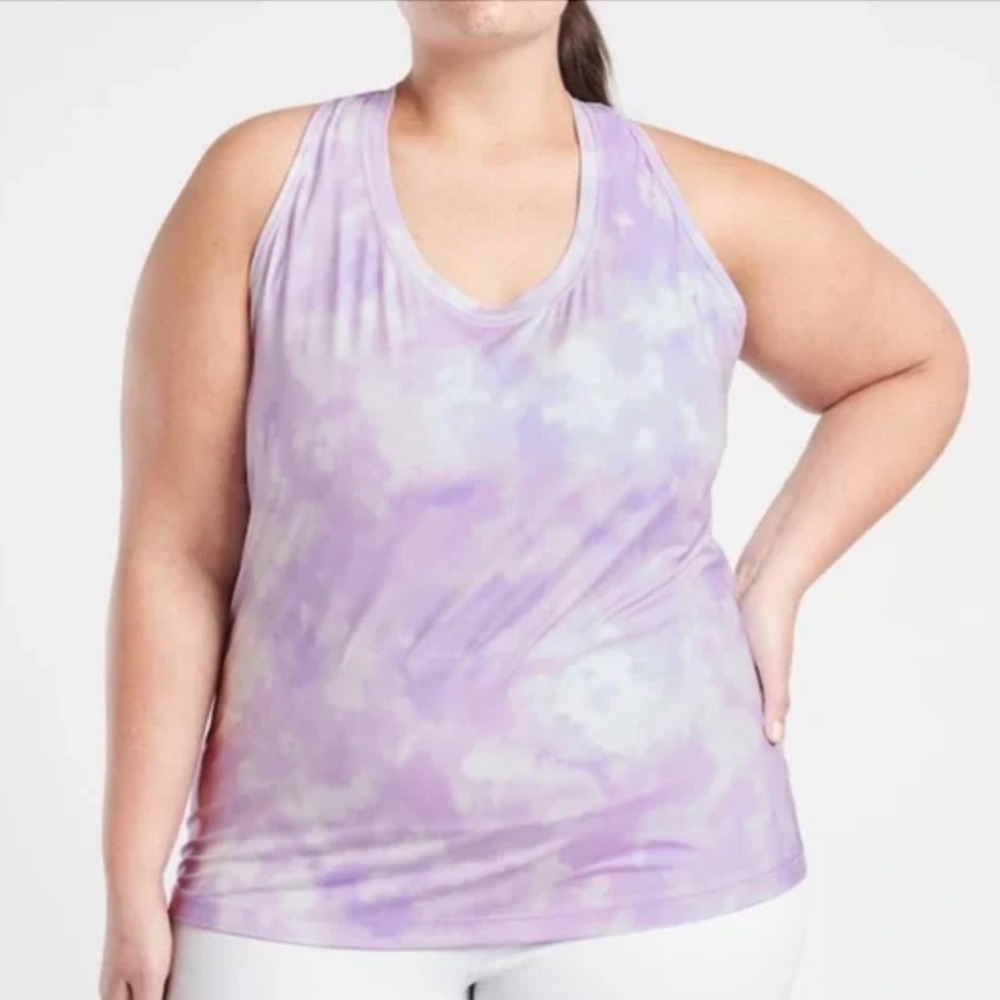 ATHLETA -  Nitro Tie Dye Tank Keyhole Back Lightweight Tie Dye Purple - 1X